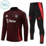 Kinder Manchester United Training Sweatshirts Viertelreißverschluss 2024-25 Schwarze